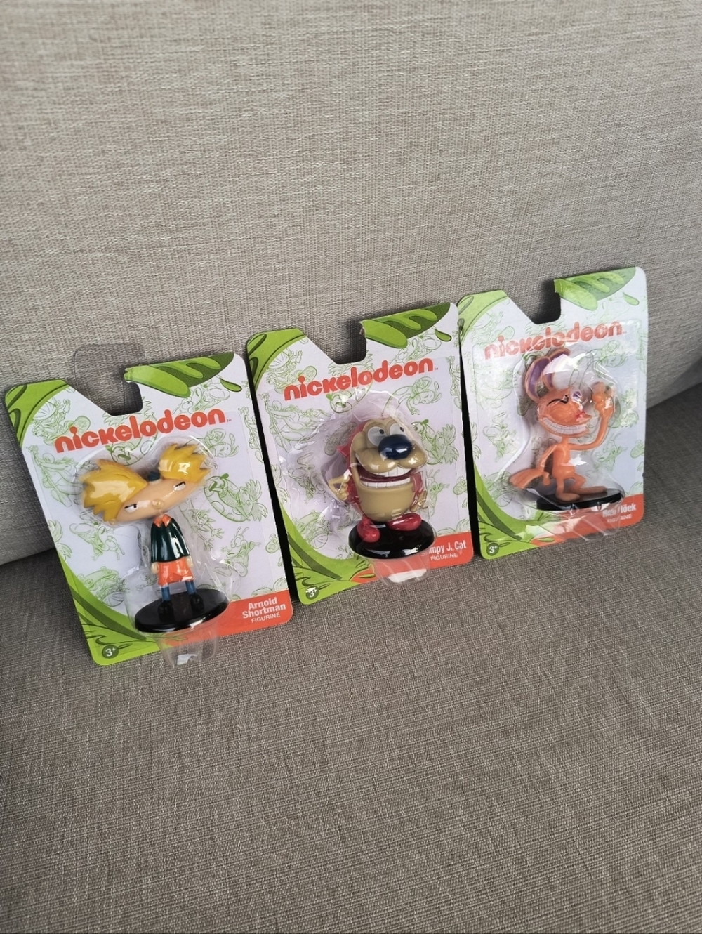 Nickelodeon 3 Mini Figurines Hey Arnold Ren Stimpy Nickelodeon New